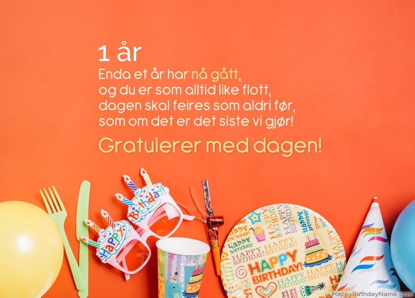 1 år gammel jente Happy Birthday kort