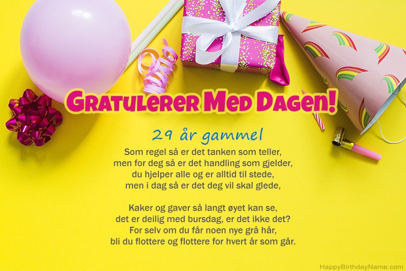 Happy Birthday 29 år gammel jente i prosa