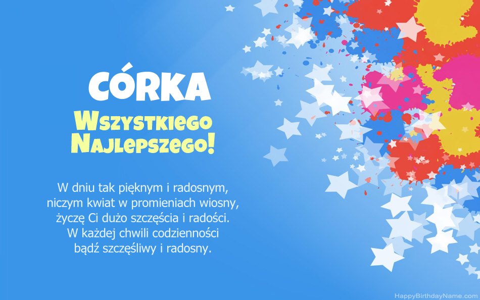 Gratulacje z okazji urodzin Córka