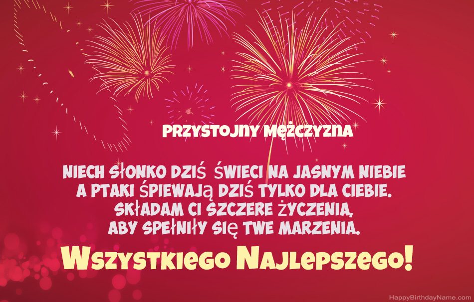 Przystojny Mężczyzna Wszystkiego najlepszego, piękne wiersze