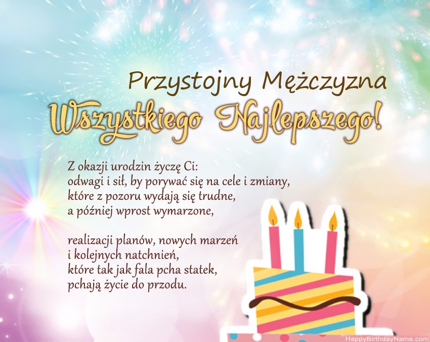 Przystojny Mężczyzna Wszystkiego najlepszego w wierszu