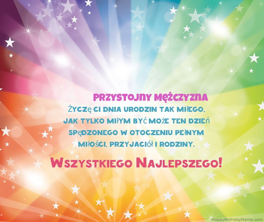 Piękne kartki z okazji urodzin Przystojny Mężczyzna