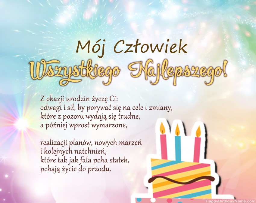 Mój Człowiek Wszystkiego najlepszego w wierszu