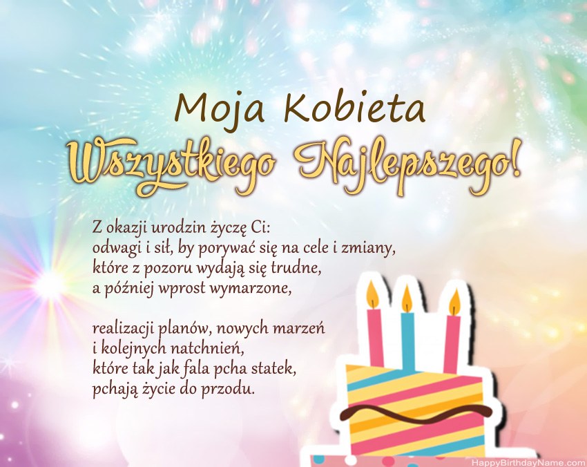 Moja Kobieta Wszystkiego najlepszego w wierszu