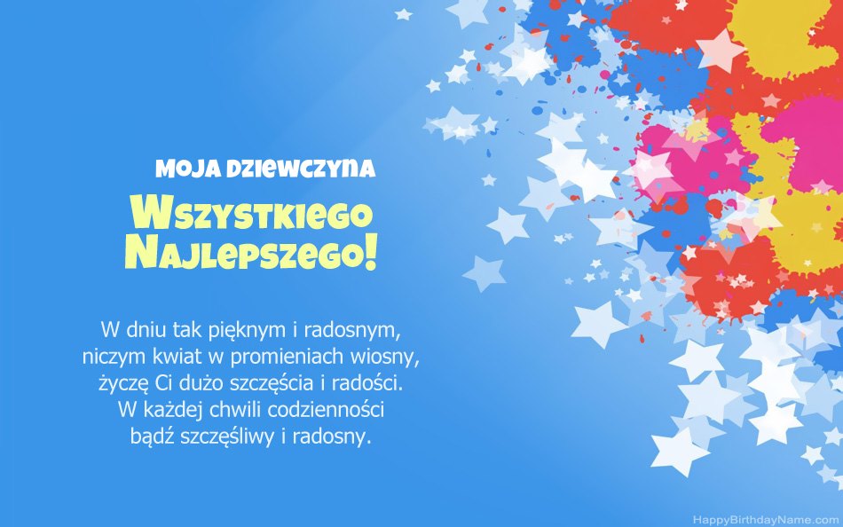 Gratulacje z okazji urodzin Moja Dziewczyna