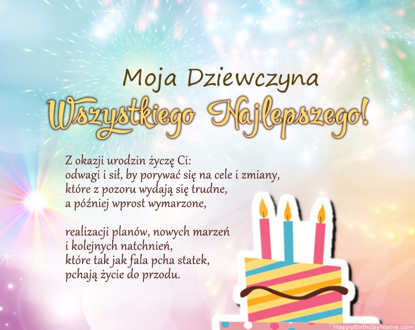 Moja Dziewczyna Wszystkiego najlepszego w wierszu