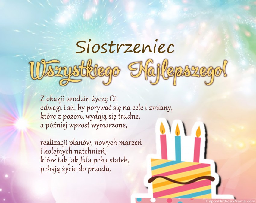 Siostrzeniec Wszystkiego najlepszego w wierszu