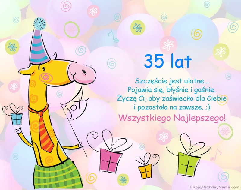 Gratulacje z okazji urodzin 35-letnia dziewczynka