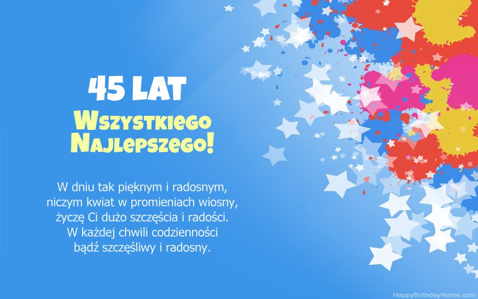 Gratulacje z okazji urodzin 45-letnia kobieta