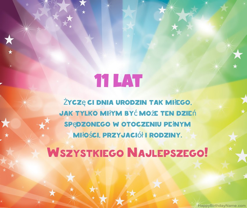 Piękne kartki z okazji urodzin 11-letni chłopiec