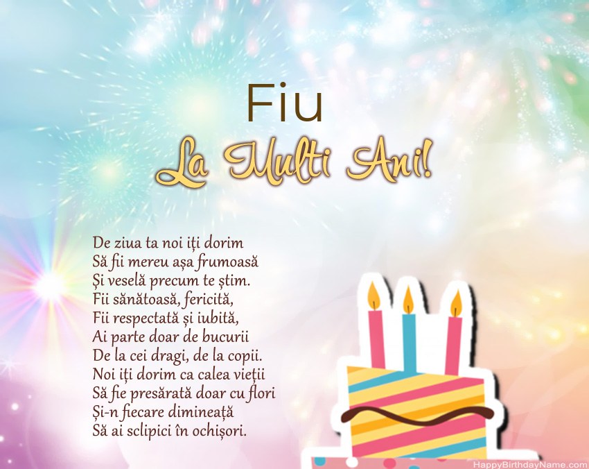 Fiu La mulți ani la vers Fiu La mulți ani la vers