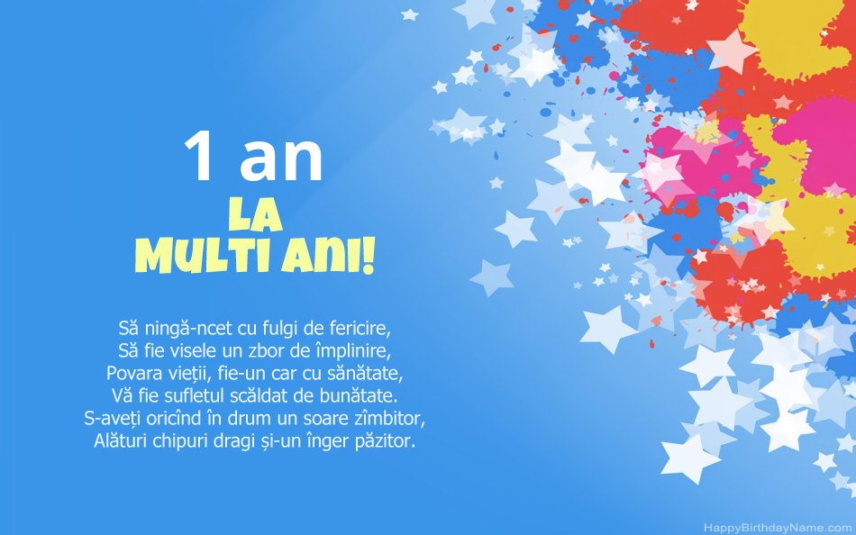 Felicitări pentru ziua de naștere Fată de 1 an