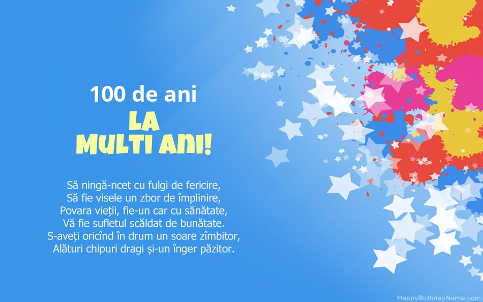 Felicitări pentru ziua de naștere Femeie în vârstă de 100 de ani