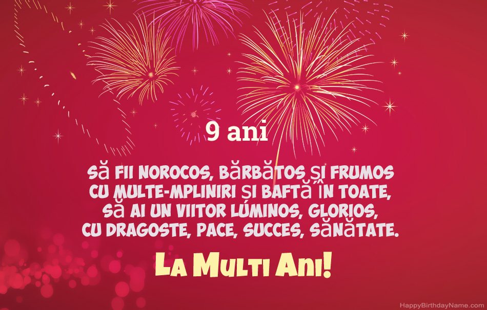 Baiat de 9 ani La mulți ani, poezii frumoase