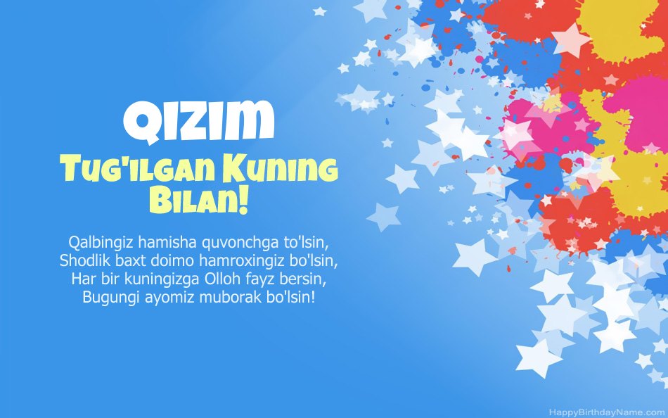 Tug'ilgan kuningiz bilan tabriklaymiz Qizim