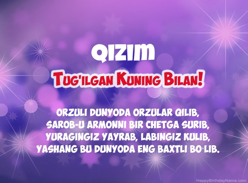 Tug'ilgan kuningiz uchun ajoyib rasmlar Qizim