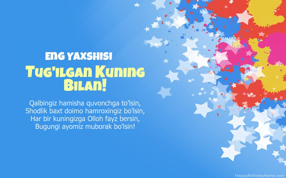 Tug'ilgan kuningiz bilan tabriklaymiz Eng Yaxshisi