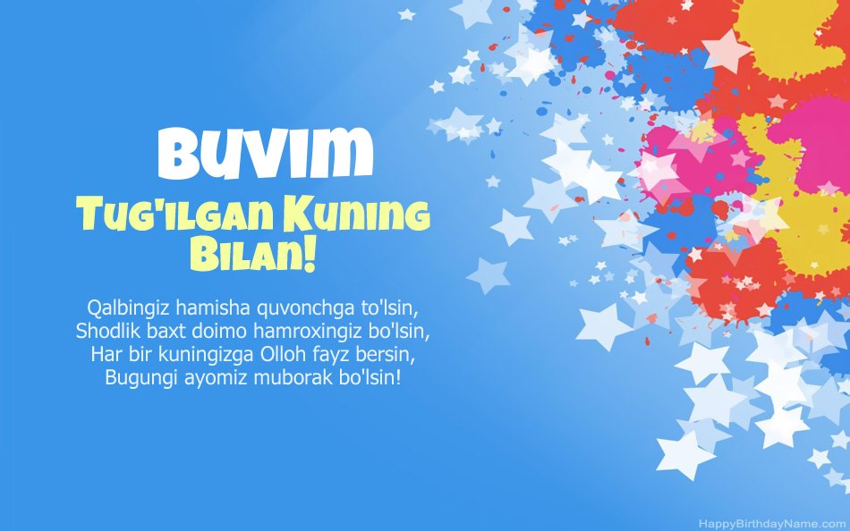 Tug'ilgan kuningiz bilan tabriklaymiz Buvim
