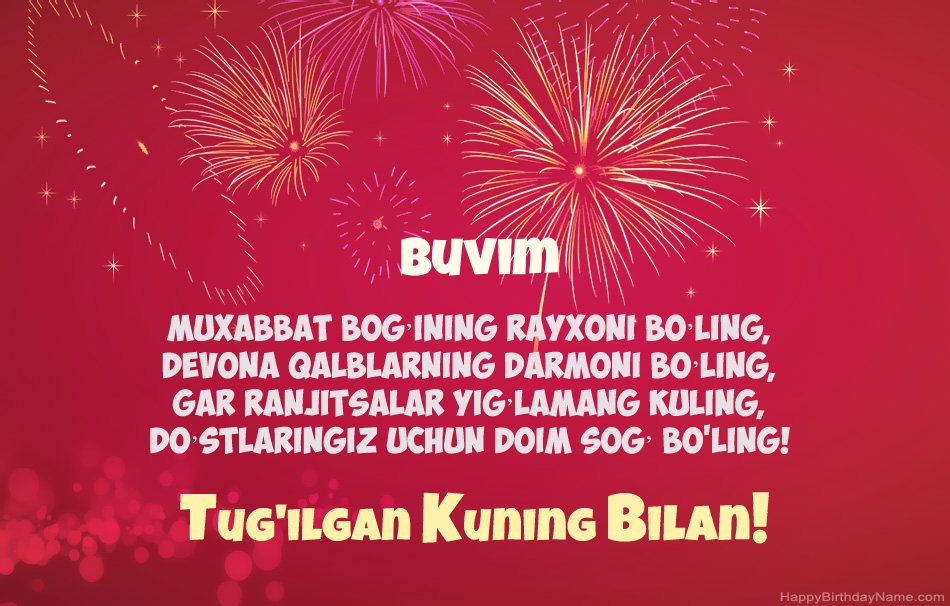 Buvim Tug'ilgan kuningiz, chiroyli she'rlar