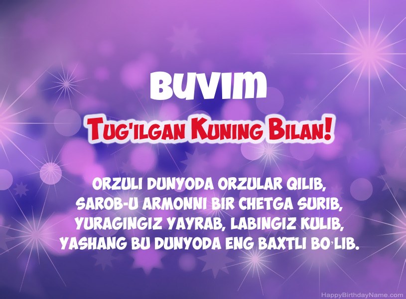Tug'ilgan kuningiz uchun ajoyib rasmlar Buvim
