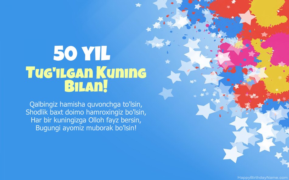 Tug'ilgan kuningiz bilan tabriklaymiz 50 yoshli ayol