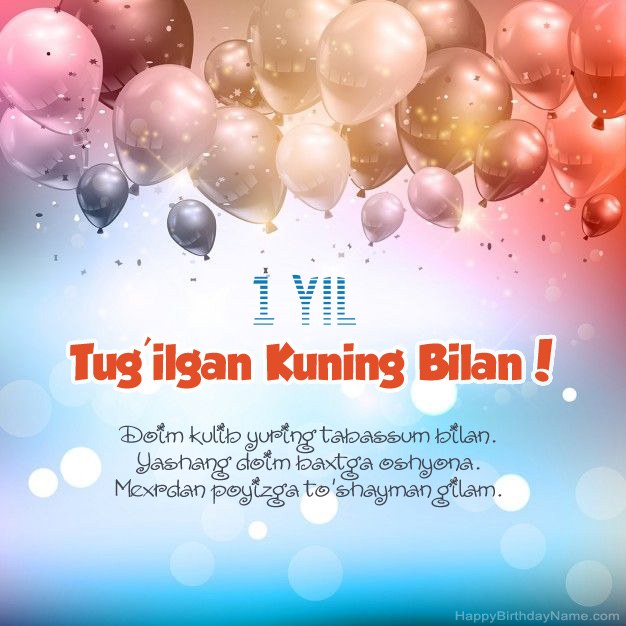 Tug'ilgan kun haqidagi 1 yoshli bola she'rlari