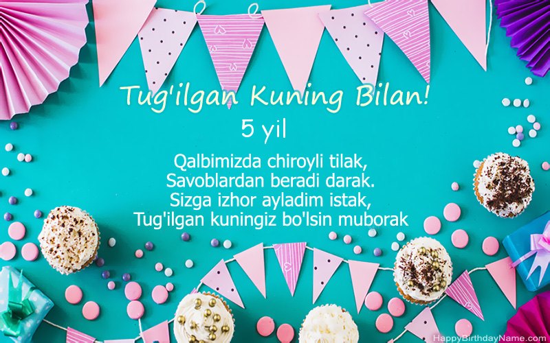Tug'ilgan kuningiz bilan 5 yoshli bola, chiroyli rasmlar