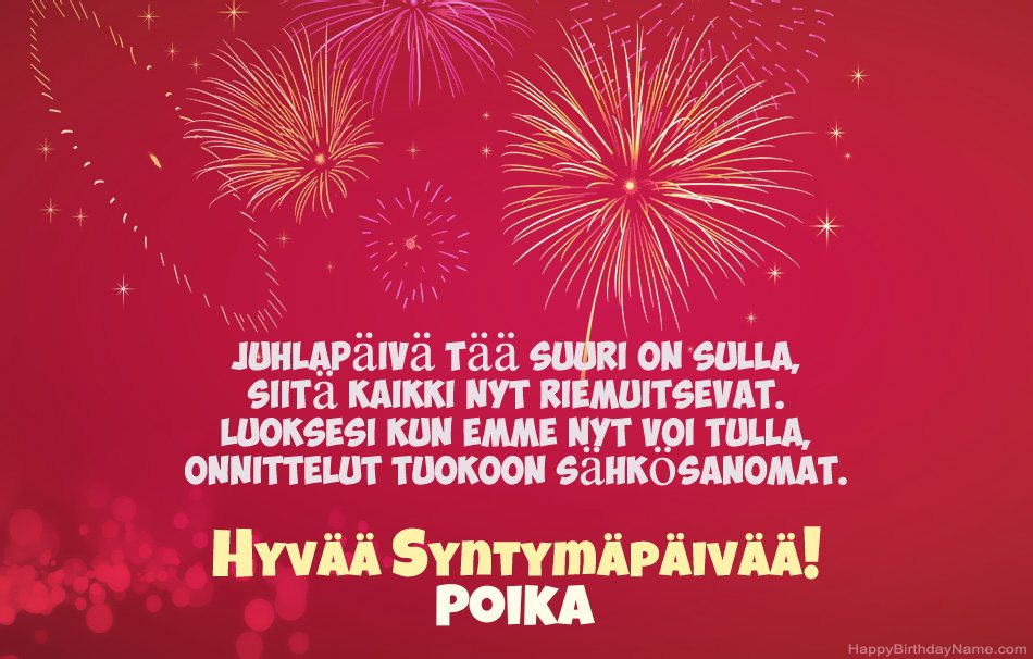 Poika Hyvää syntymäpäivää, kauniita runoja