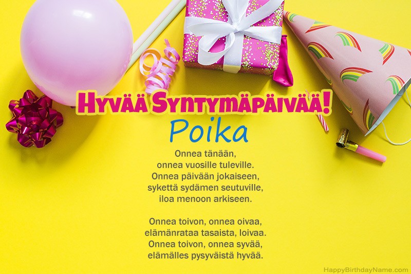 Hyvää syntymäpäivää Poika proosassa