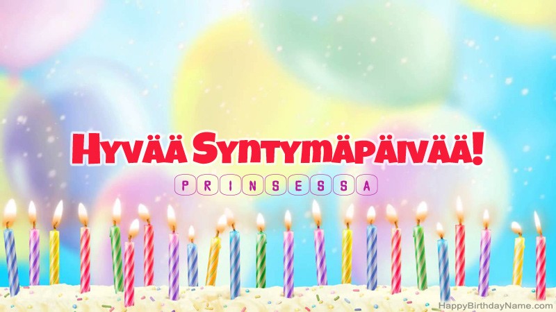 Hauskat hyvät syntymäpäivät -kortit Prinsessa