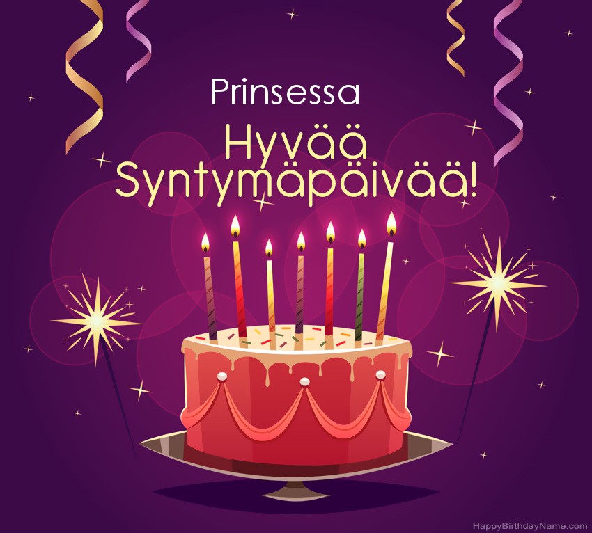 Hauska tervehdys hyvää syntymäpäivää varten Prinsessa -kuville