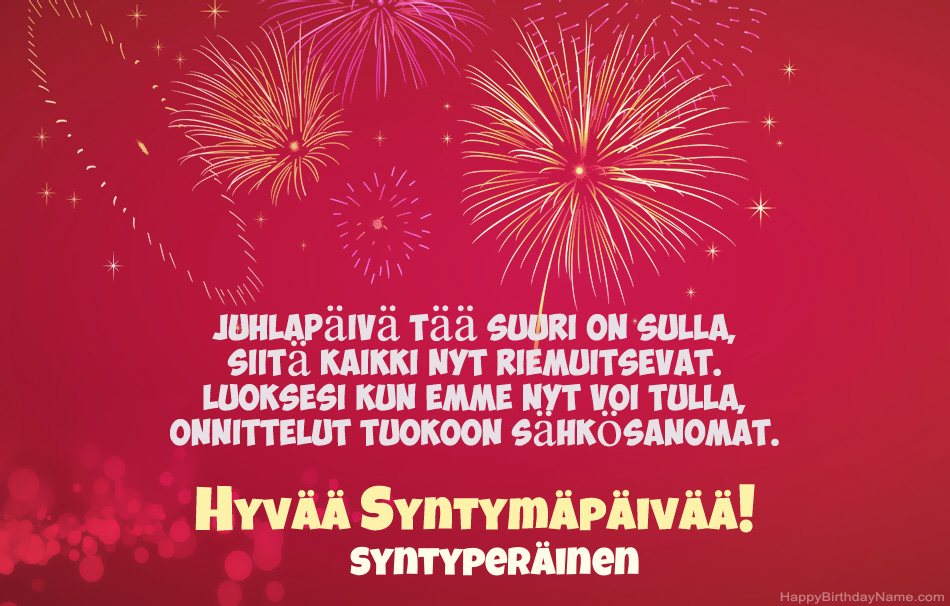 Syntyperäinen Hyvää syntymäpäivää, kauniita runoja