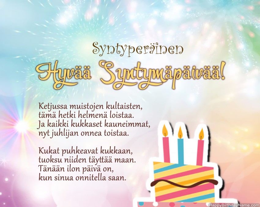 Syntyperäinen hyvää syntymäpäivää jakeessa