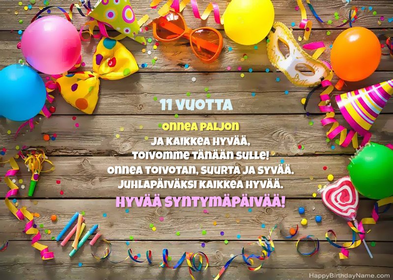 Hyvää syntymäpäivää 11-vuotias tyttö -kuva
