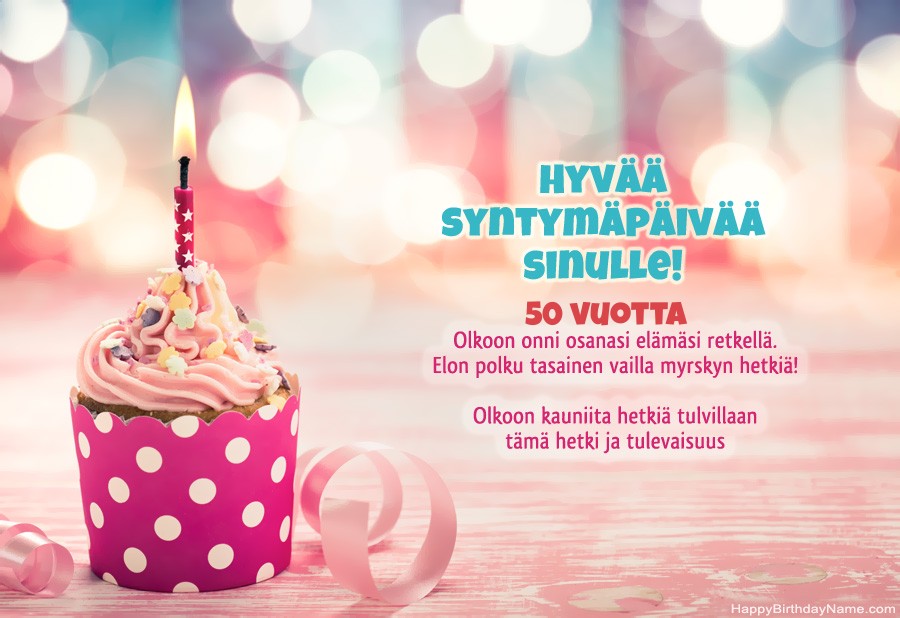 Lataa 50 vuotias nainen Happy Birthday -kortti ilmaiseksi