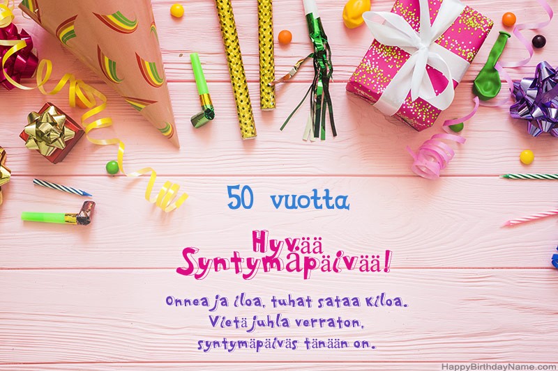 Lataa 50 vuotias nainen Happy Birthday -kortti ilmaiseksi
