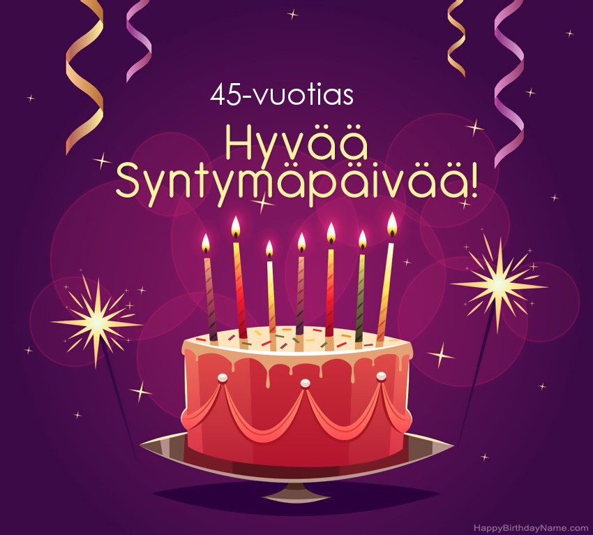 Hauska tervehdys hyvää syntymäpäivää varten 45-vuotias mies -kuville