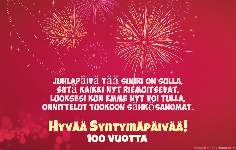 Bilder mit Namen 100 vuotta