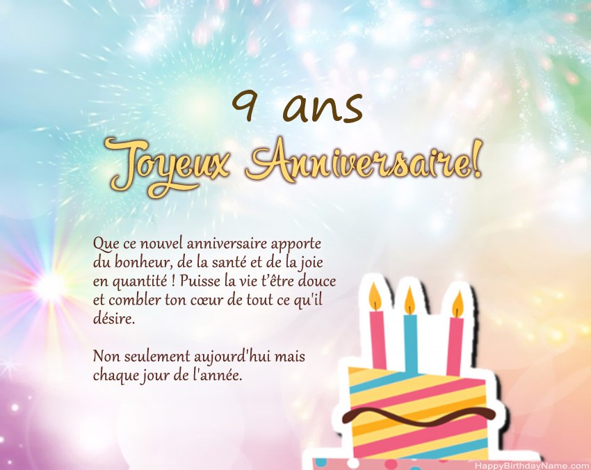 Fille de 9 ans joyeux anniversaire en vers