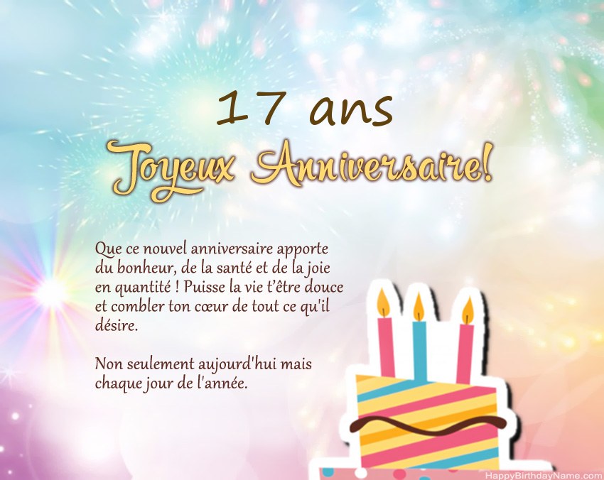 Fille de 17 ans joyeux anniversaire en vers
