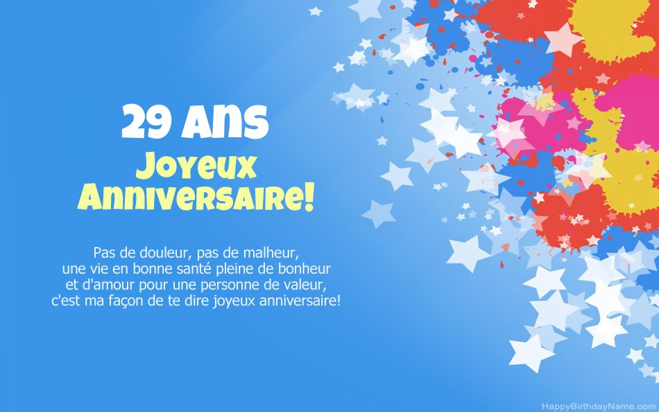 Félicitations pour l'anniversaire Fille de 29 ans