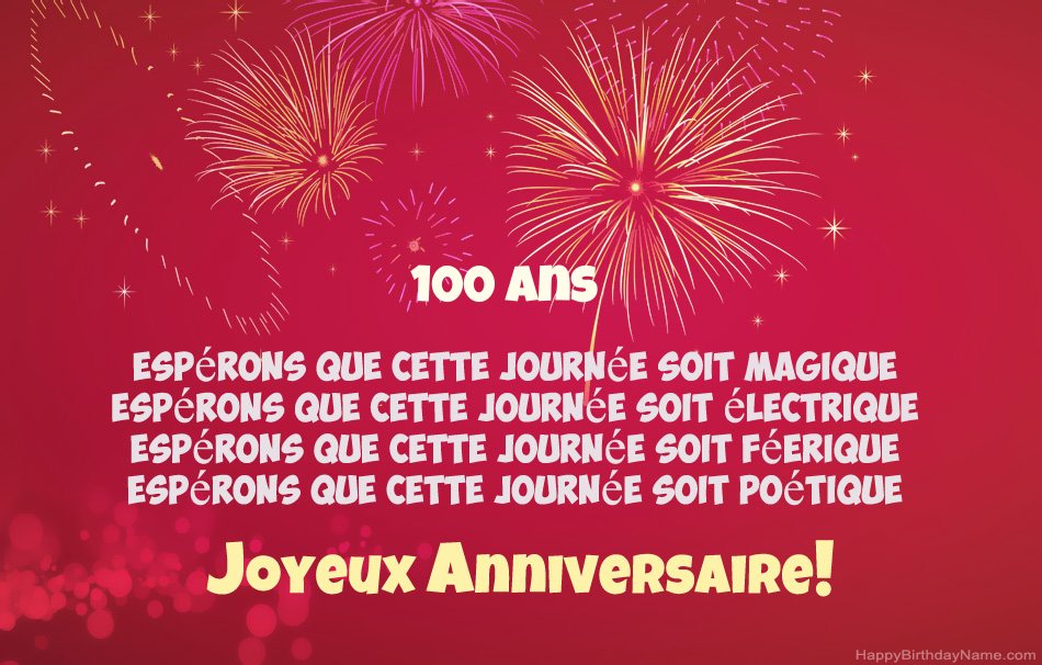 Homme de 100 ans joyeux anniversaire, beaux poèmes