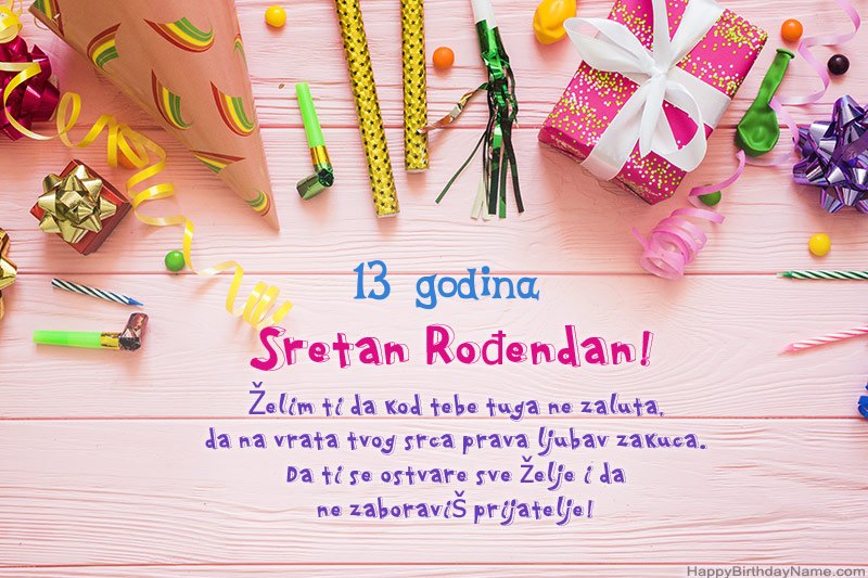 Preuzmite čestitku za rođendan Djevojčica od 13 godina besplatno
