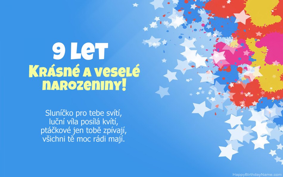 Gratulujeme k narozeninám 9 letá dívka
