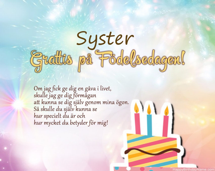 Syster Grattis på födelsedagen i vers