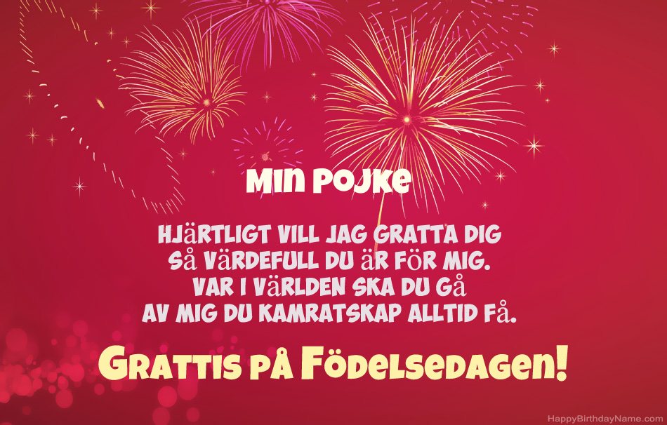 Min Pojke Grattis på födelsedagen, vackra dikter