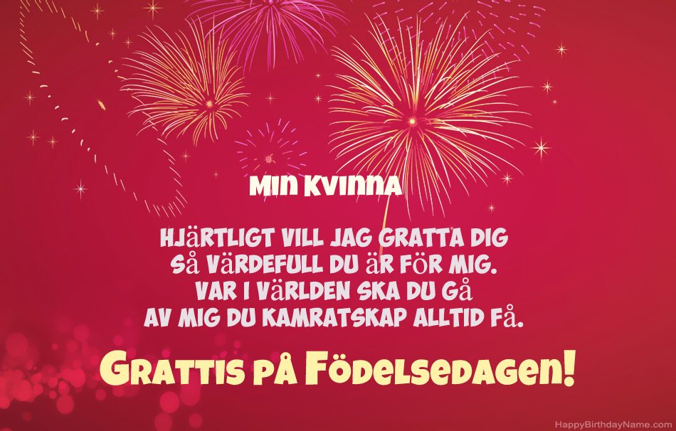 Min Kvinna Grattis på födelsedagen, vackra dikter