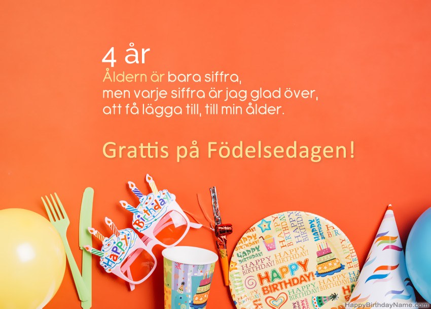 4 år gammal tjej gratulationskort