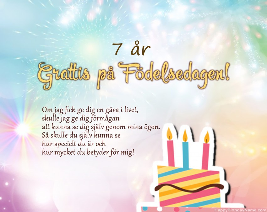 7 år gammal tjej Grattis på födelsedagen i vers