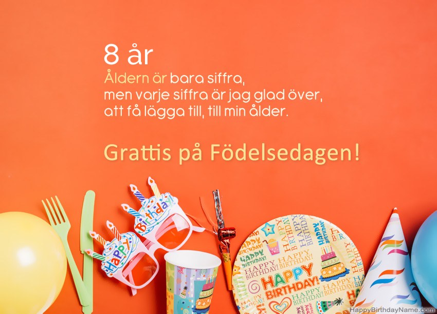 8 år gammal tjej gratulationskort